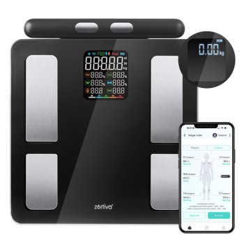 Zortiva 26893 Smart Body Fat Scale with Body Composition Analyzer, BMI, App, Black