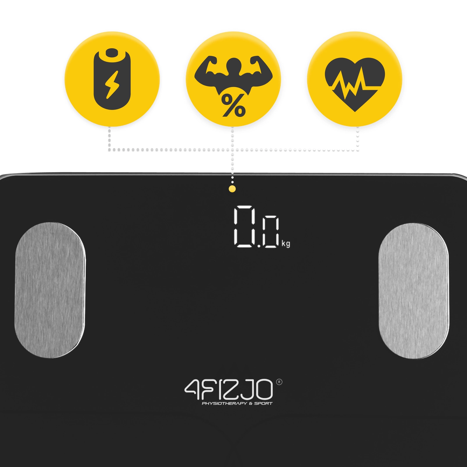Smart Body Fat Scale 4FIZJO LITE with App, 180 kg, Black (1)