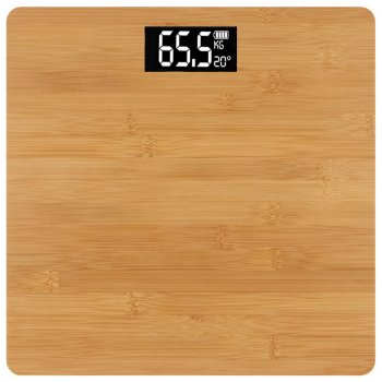 Electronic Bamboo Digital Bathroom Scale with LCD & Temperature, 180kg