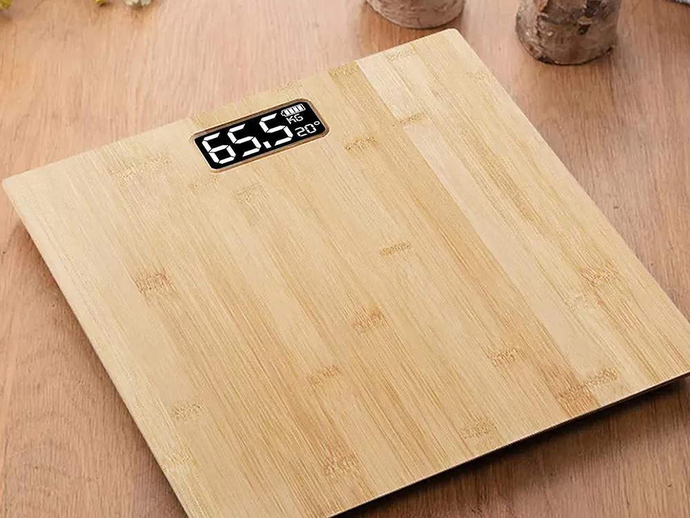 Electronic Bamboo Digital Bathroom Scale with LCD & Temperature, 180kg (0)