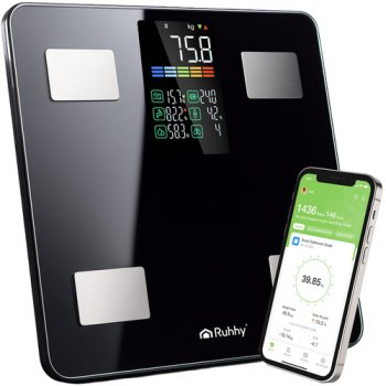 Ruhhy 20675 Smart Body Fat Scale with App & BMI, Black