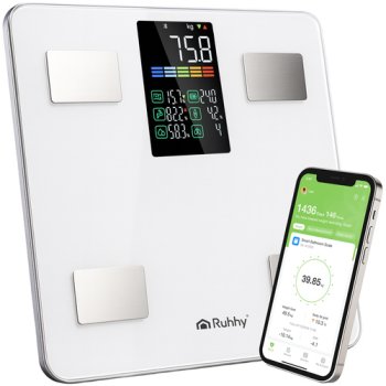 Ruhhy 20676 Smart Body Fat Scale with App & LCD Display, White
