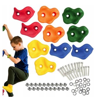 Children's Climbing Stones Rocks Indoor Outdoor Playground Climbing Wall Holds Grips, Set of 10
