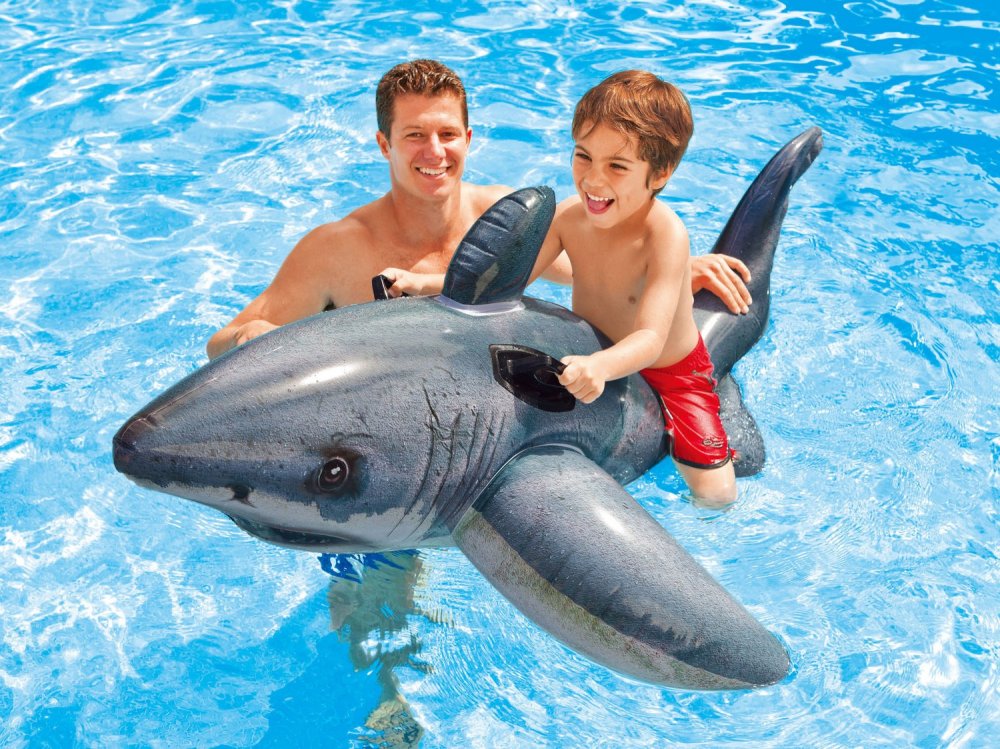 INTEX Inflatable Shark Ride-On Pool Float with Handles 57525 (0)