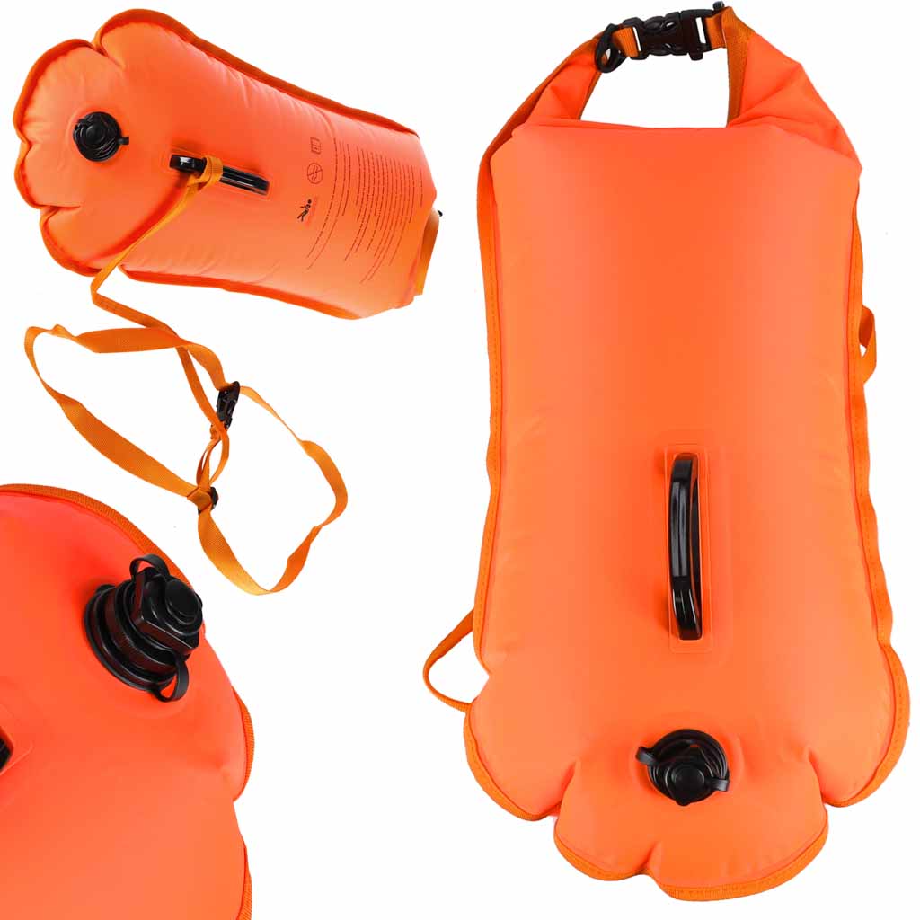 Open Water Swim Buoy with Dry Bag and Safety Whistle 28L
