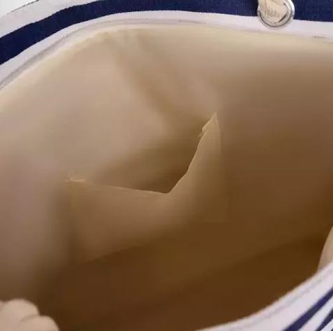 Beach Picnic Bag from Jute with Stripes + Small Wallet, 22L (3)