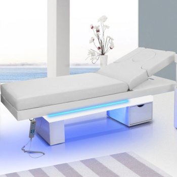 Cosmetic-SPA bed, massage couch AZZURRO 815B with LED lighting, white