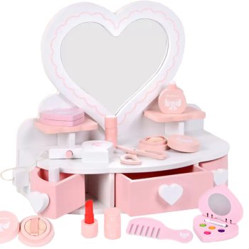 Wooden Toy Cosmetics for Girls Mini Dressing Table for Kids