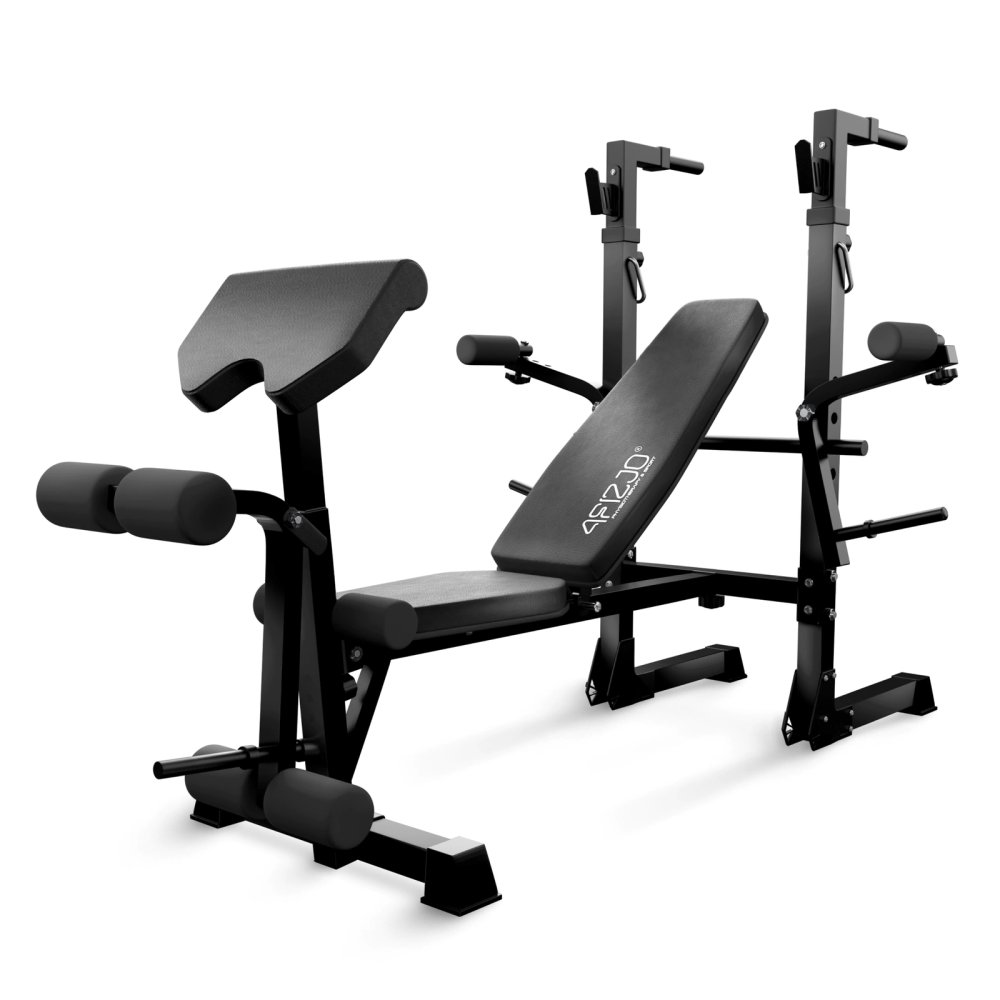 Adjustable Weight Bench ULTRA 4FIZJO with Barbell Rack and Leg Extension, Black (3)