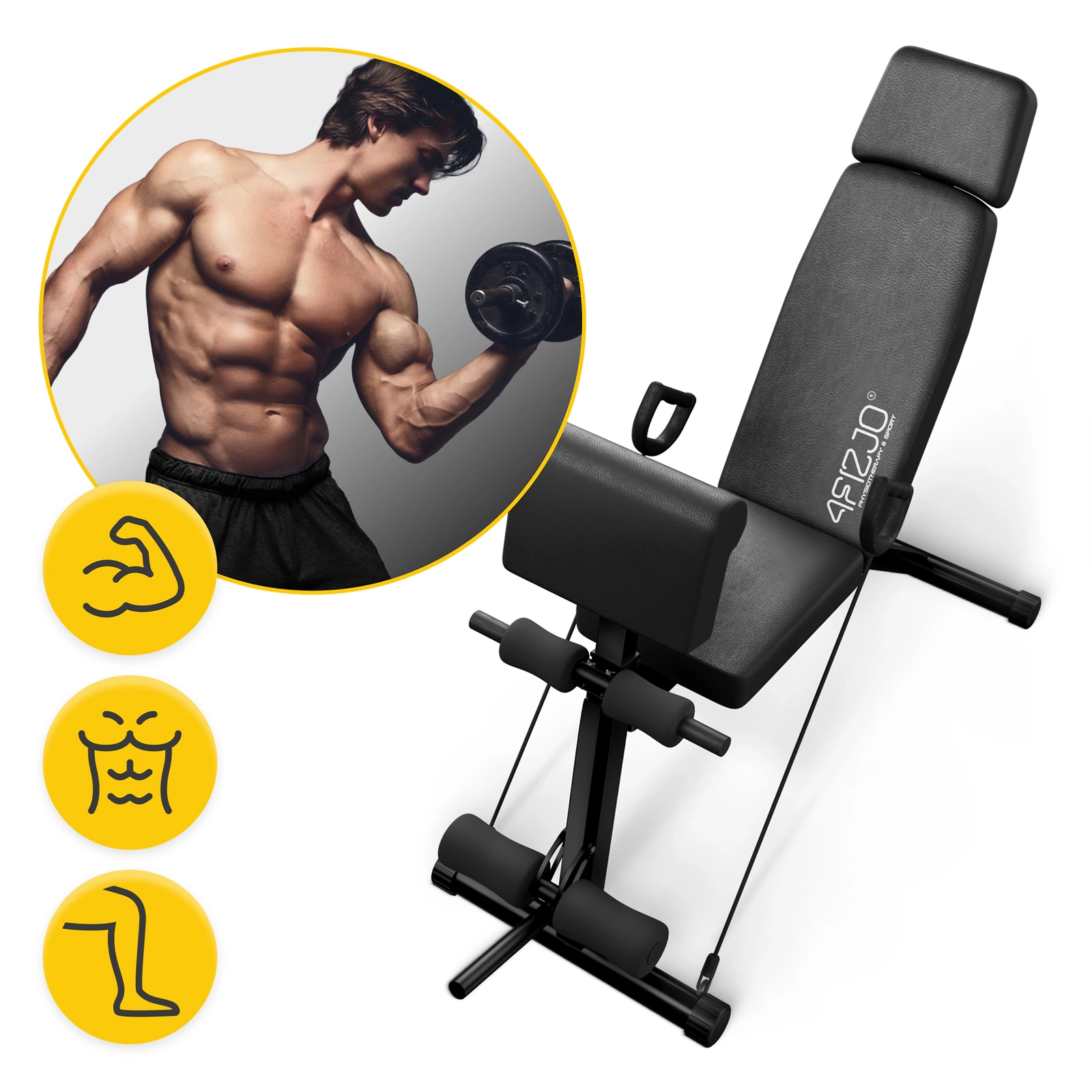Adjustable Weight Bench PRO 4FIZJO with Preacher Curl, Black (1)