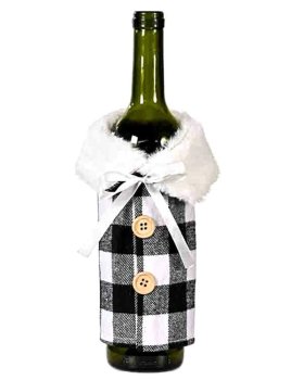 Christmas Wine Bottle Cover Sweater, Plaid Decoration