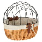 Wicker Bicycle Pet Carrier Basket with Metal Wire Mesh for Dogs Cats