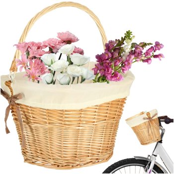 Front Wicker Bicycle Basket RALLEX with Click Mount, white