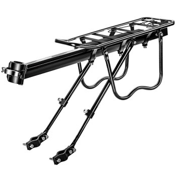 Universal rear bicycle rack, aluminum, black