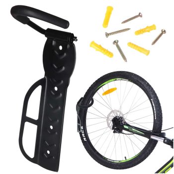 Bike Wall Mount Hanger with Movable Hook for Garage Storage, Black