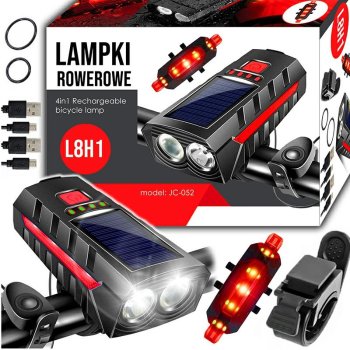 Solar Bike Light Set with Horn Front and Rear 800lm