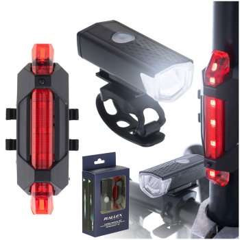 LED bike light set front and rear with USB charging
