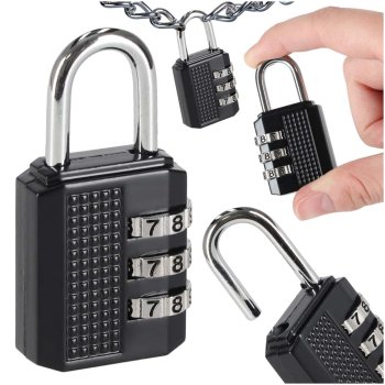 3-Digit Combination Luggage Lock for Suitcases, Black