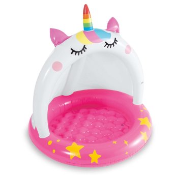INTEX Unicorn Inflatable Paddling Pool with Canopy for Kids 58438