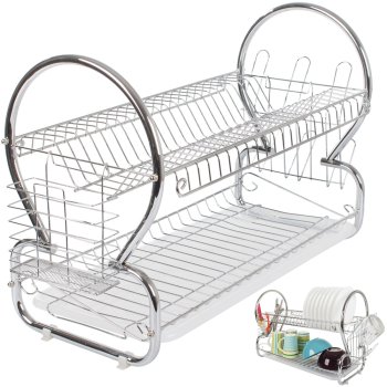 Two-Tier Kitchen Dish Drying Rack, Drainer