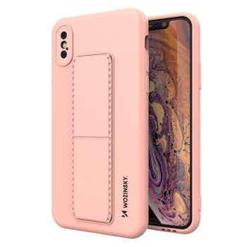 Apple iPhone X / Xs 10 5.8" Wozinsky Flexible Silicone Kickstand Case Cover, Pink