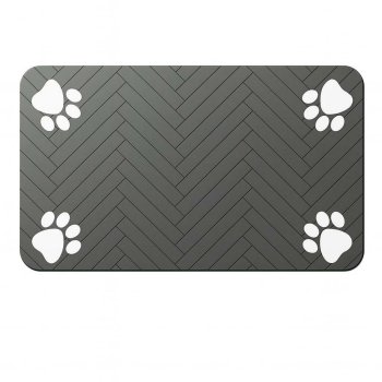 Non-Slip Waterproof Pet Food Mat for Dogs and Cats 30x50cm, Grey