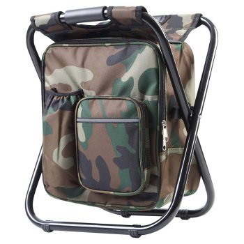 Folding fishing chair with backpack and thermal bag 3-in-1, camouflage