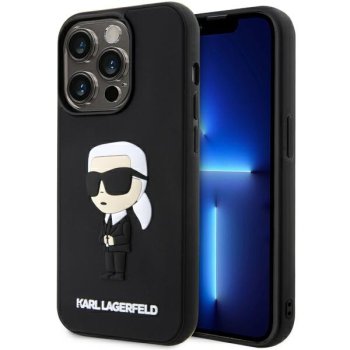 Apple iPhone 14 Pro 6.1" Karl Lagerfeld Rubber Ikonik 3D Case Cover (KLHCP14L3DRKINK), Black