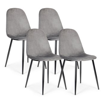 Velvet Dining Chairs Set of 4 ModernHome, Grey