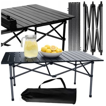 Folding Camping and Fishing Table 118x55cm, Black-Grey