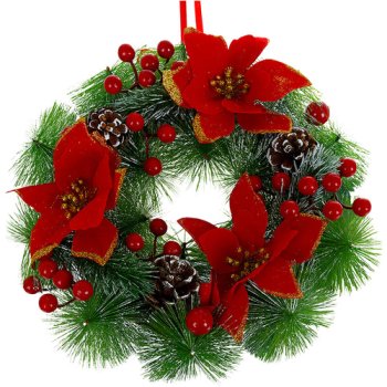 Ruhhy Christmas Wreath 30cm for Front Door and Table Decoration 26470