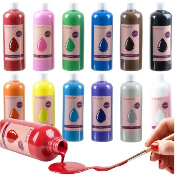 Maaleo Washable Poster Paint Set for Kids 12 x 500ml 26340