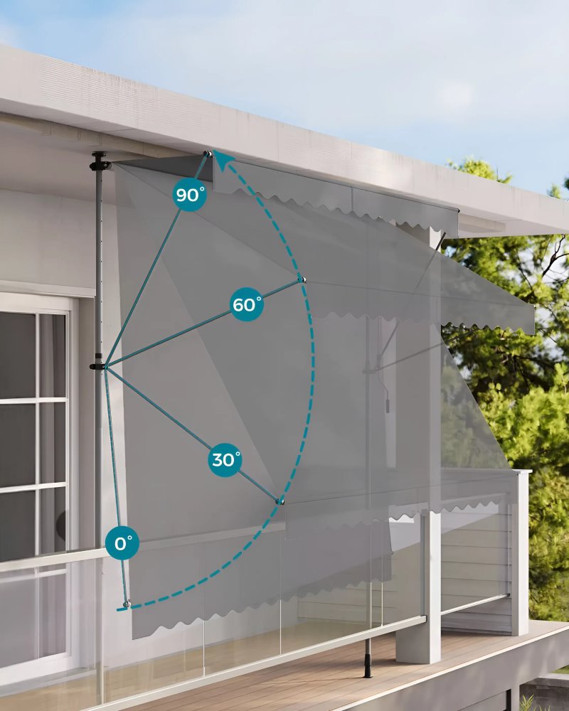 Balcony Sun Awning 300x120 cm Adjustable Height MultiGarden, Grey (1)