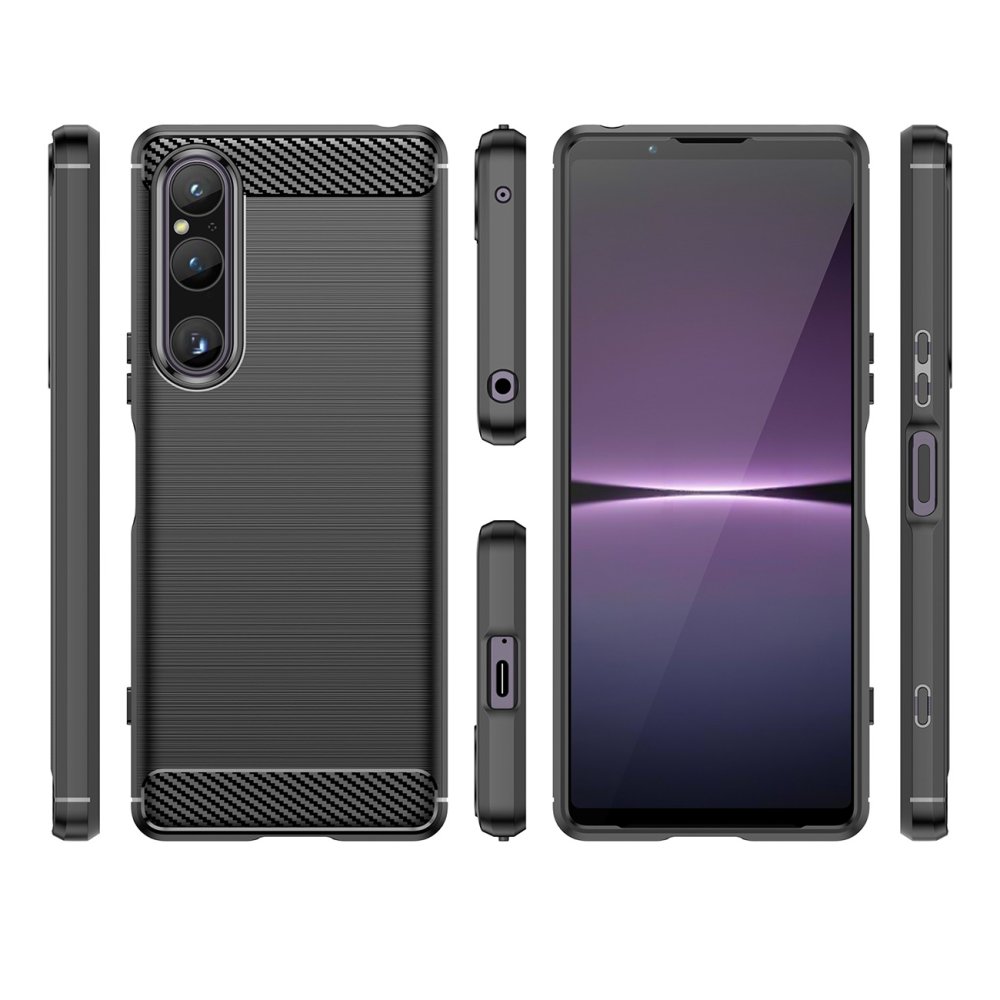 Sony Xperia 1 V Carbon Flexible Cover TPU Case, Black (2)