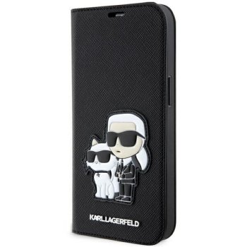 Apple iPhone 14 Pro 6.1" Karl Lagerfeld Saffiano Karl&Choupette Bookcase Cover (KLBKP14LSANKCPK), Black