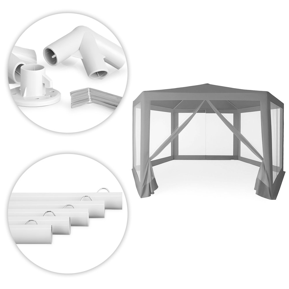 Garden Pavilion Canopy Tent MultiGarden 2x2x2 m with Mosquito Net, Gray (3)