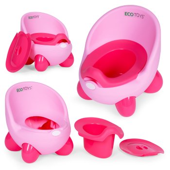 ECOTOYS Potty Training Toilet for Toddlers with Removable Insert, Non-Slip, Pink