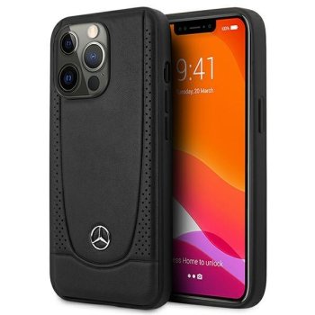 Mercedes Leather Urban Case for iPhone 15 Pro Max, Black