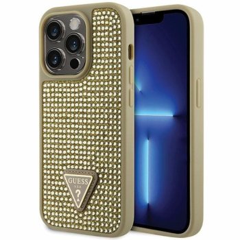 Apple iPhone 14 Pro 6.1'' Guess Rhinestone Triangle Case Cover (GUHCP14LHDGTPD), Gold