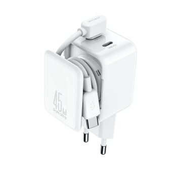 Joyroom JR-TCL05 45W GaN Wall Charger with Cable Organizer - White