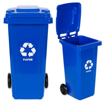 120L Wheelie Bin for Paper Recycling with Rubber Wheels, Blue
