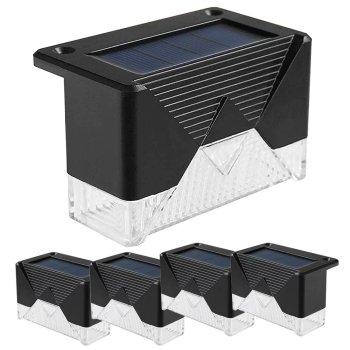 Solar garden LED lights with dusk sensor, 4 pcs, black