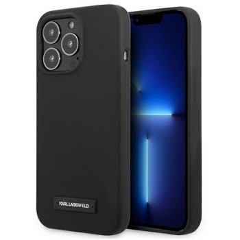 Apple iPhone 13 Pro Max 6.7" Karl Lagerfeld Silicone Plaque Case Cover (KLHCP13XSLMP1K), Black