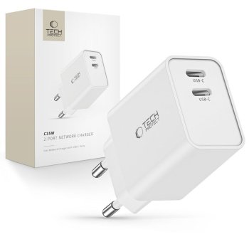 Tech-Protect C35W charger 2x USB-C PD 35W - white