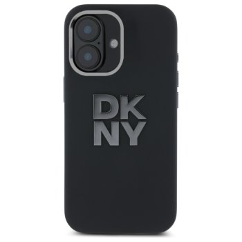 DKNY DKHCP16SSMCBSK iPhone 16 6.1" black/black hardcase Liquid Silicone Metal Logo