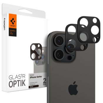 Apple iPhone 14 Pro 6.1'' / 14 Pro Max 6.7'' Spigen Optik.Tr CAmera Protector 2-Pack with Frame, Black