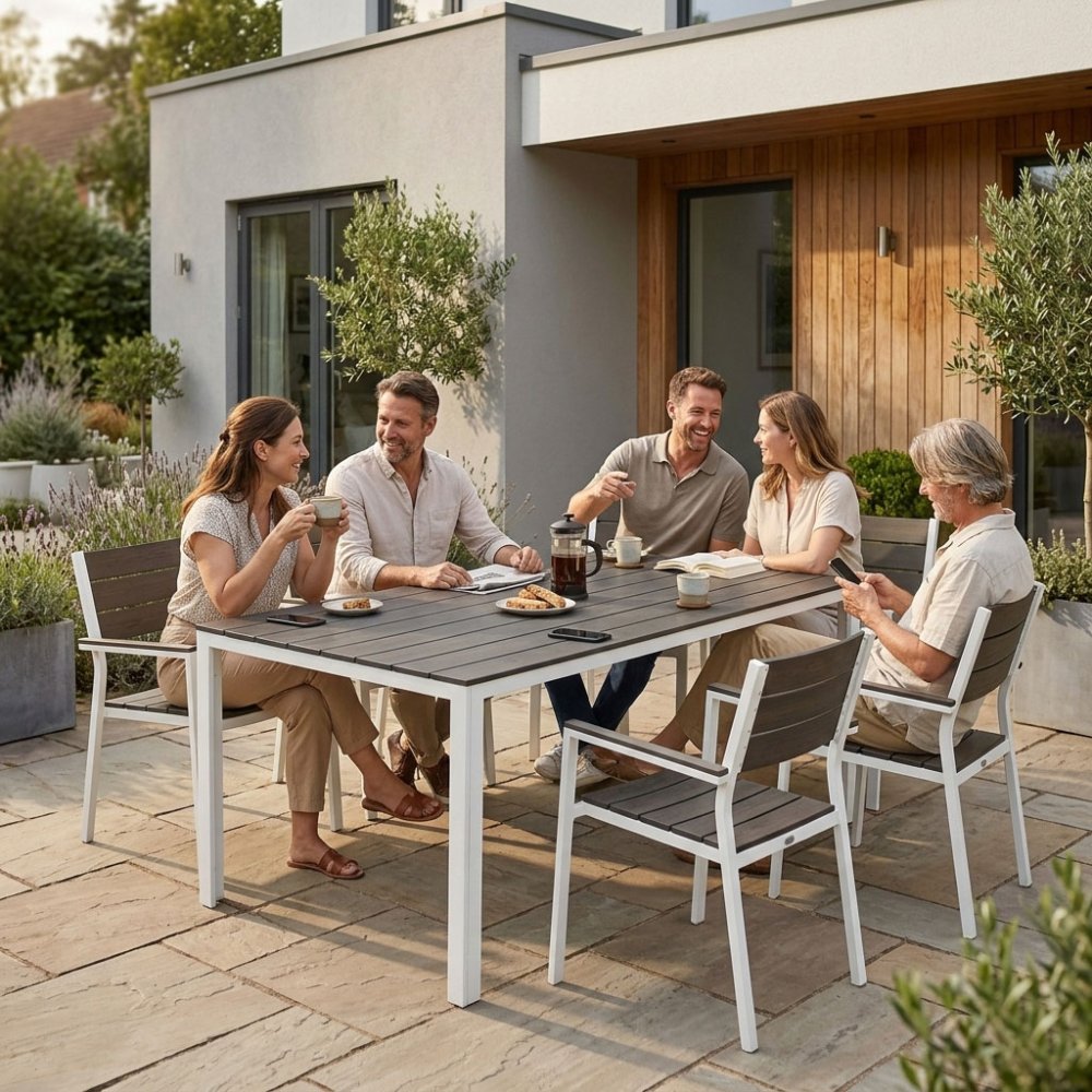 Garden Table for 6 People 156x78 cm Polywood MultiGarden, Grey White (0)