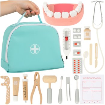Kruzzel Kids Doctor Dentist Kit for Toddlers, 24pc Wooden Pretend Play Toy Set 26421