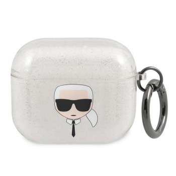 Karl Lagerfeld AirPods 3 Case Glitter Karl's Head, Silver
