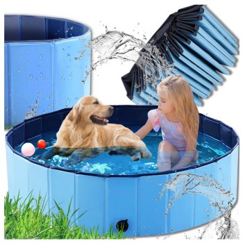Foldable Dog Pool for Kids and Pets 100 x 30 cm, Portable Paddling Pool